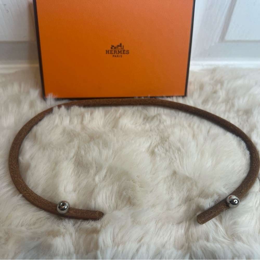 HERMES LEATHER BANGLE UNISEX BRACELET WITH BOX - Picture 13 of 15